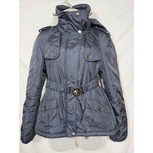Burberry Brit Preppy Belted Puffer Jacket Womens UK 8 US 6 Blue Nova Check